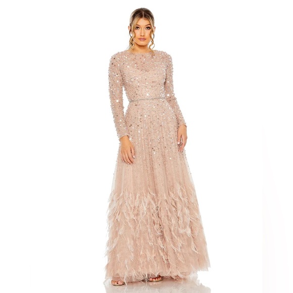 🔴MAC DUGGAL STUNNING FEATHER GOWN Style 11782 - Picture 5 of 16